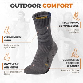 Merino Wool Hiking Socks 3 Pairs, Cushioned Anti-Blister Moisture Wicking Compression Merino Wool Socks Men Women Size 3-35