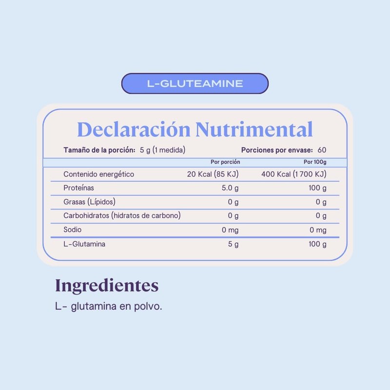 B-FIT L-Glutamina en Polvo 100% Pura - 5g por Porción