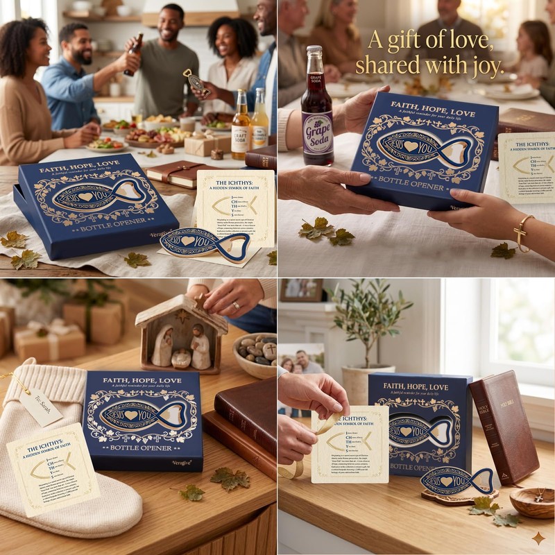 Ichthys Jesus Fish Bottle Opener & Fridge Magnet, Christian Gift