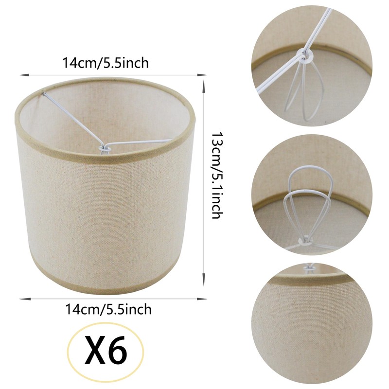 TAaMTYH Small Lamp Shades Cover Set of 6,Clip on Lamp,Drum