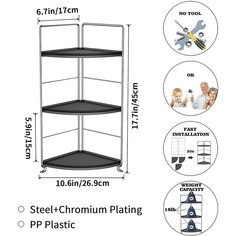 3-Tier Bathroom Countertop Organizer , Vanity Tray Cosmetic & Makeup