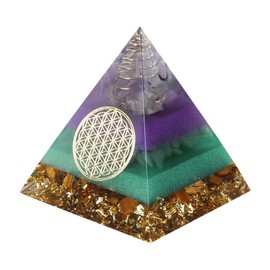 Orgone Pyramid for Positive Energy, Crystal Pyramid Orgonite Pyramid Protection Crystals Energy Generator for Stress Reduce Healing Meditation Attract Wealth Lucky Room Decor(G1)