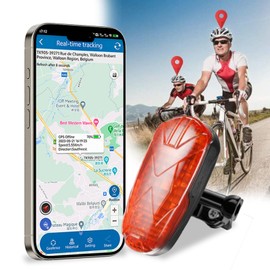 Bike Tracker Real-time Tracking Anti Theft Bicycle LED Taillight Hidden Bike GPS Tracker Waterproof SOS Geofence Alarm GPS Tracker for Bike Motorbike Baby Carriage, Free APP Unlimited Distance