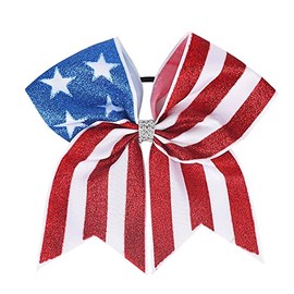 Koolgil Girl's 4th of July Independence Day Swallowtail Rubber Band Children's American Flag Hair Tie Headrope National Day Star Stripe Element Elastic Hair Loop (B1)