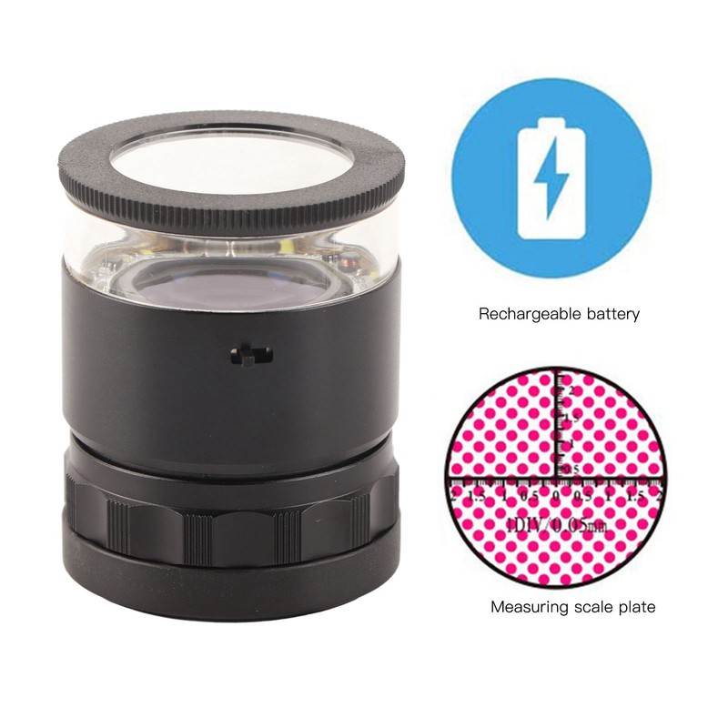Illuminated Jewelers Loupe 6 LEDs 10X Rechargeable 28mm Field LED