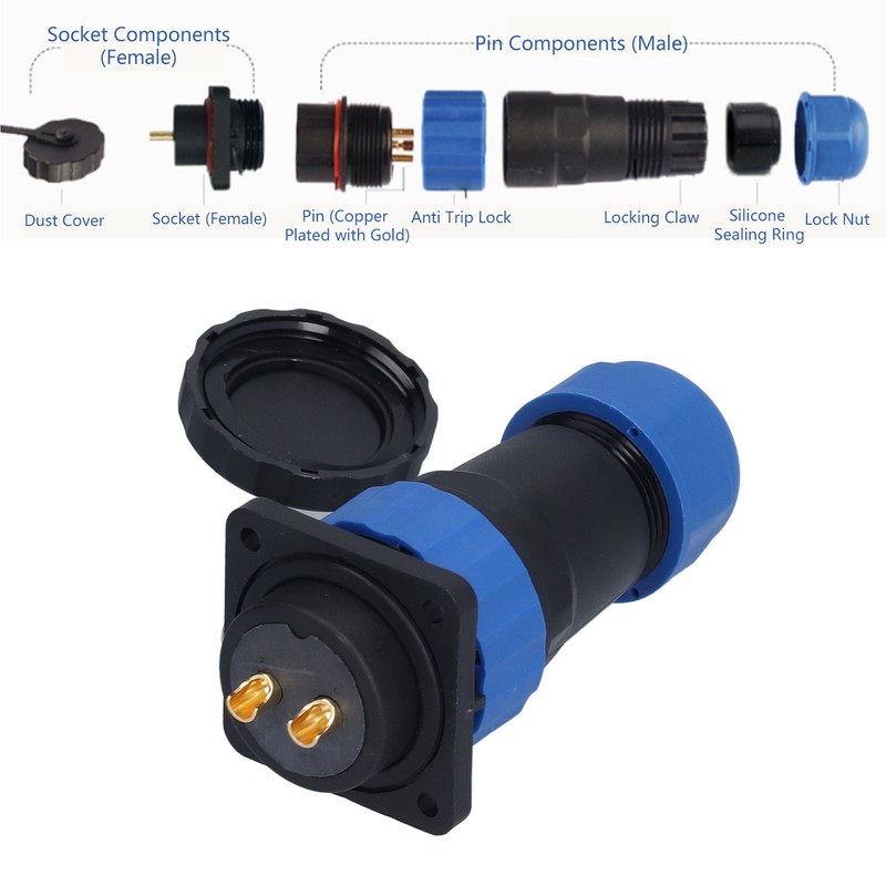 Waterproof Connector Square 4 Holes IP68 Aviation Power Socket 380V