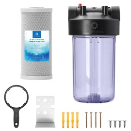 Airthereal Whole House Water Filter Housing, 10" x 4.5" Sediment Carbon Cartridge Universal Housing, Pre-Filtration System for Well and City Water with 1" NPT Port and Include 1-Pack CTO Filter