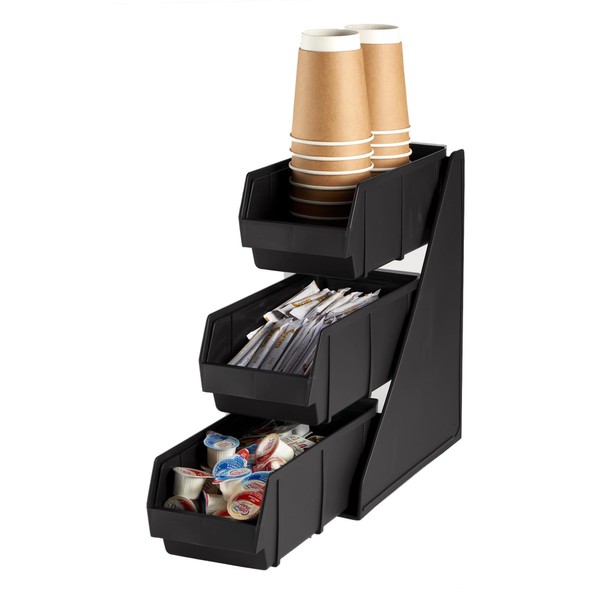 CURTA Black Self Serve Condiment Bin Stand Set, Removable Condiment