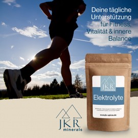 JKR Minerals Pure Electrolyte Powder 450 g, No Sugar, With Magnesium, Potassium, Calcium, Sodium and Chloride - High Dose & High Purity - For Sports, Keto, Fitness, Sauna, Summer & Regeneration