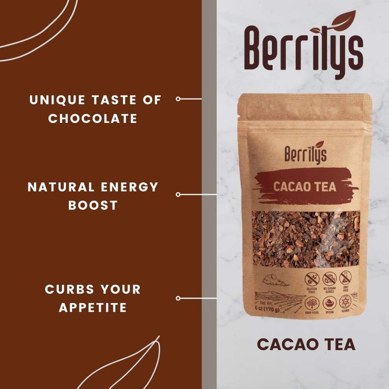 Berrilys, Cacao Tea, Loose Leaf, chocolaty Taste, Made from Cacao