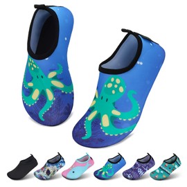 SAGUARO Children's Bathing Shoes Girls Swimming Shoes Boys Quick Drying Outdoor Aqua Shoes Pool Yoga 21-35 EU, Blue Octopus