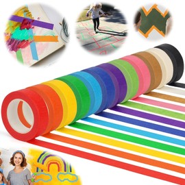 Cinta Adhesiva de Colores para Manualidades, 12 Colores Neón, Papel de Etiquetado, Artes Decorativas para Bricolaje (12 Colores, 2cm)