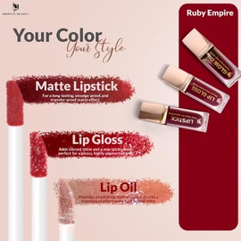Trío de labios: lápiz labial mate de larga duración que no se mancha, brillo de labios vibrante y aceite hidratante para labios; aceite de jojoba + vitamina E; regalo navideño; set de cuidado y