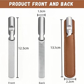 Professional Stainless Steel Nail Files, 2Pcs Metal Nail File, Double Sided, Heavy Duty, Non-Slip Handle, Perfect for Natural Nails, Toenails, and Pets, Includes Leather Case