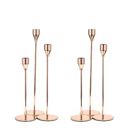 Aha Essential - Juego de 6 portavelas cónicos para decoración del hogar, bodas, cenas, fiestas, aniversario, baño, portavelas para centro de mesa (oro rosa)