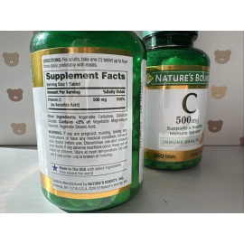 NATURE’S  BOUNTY VITAMIN C 500mg IMMUNE HEALTH 250 Tabs 2Pack Exp:12/25