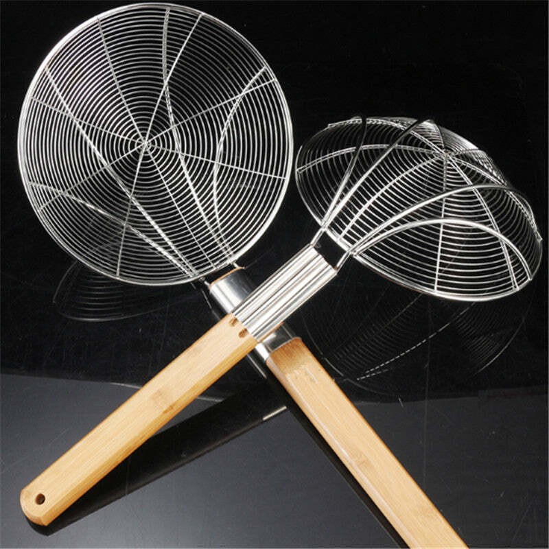 MEGA COOK 26cm Wooden Handle Big Mesh Soup Skimmer