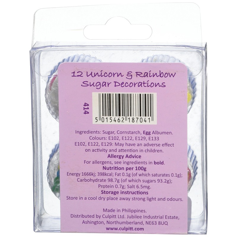 Culpitt Rainbows & Unicorns Sugar Piping's, Edible Cake Decorations, Unicorn