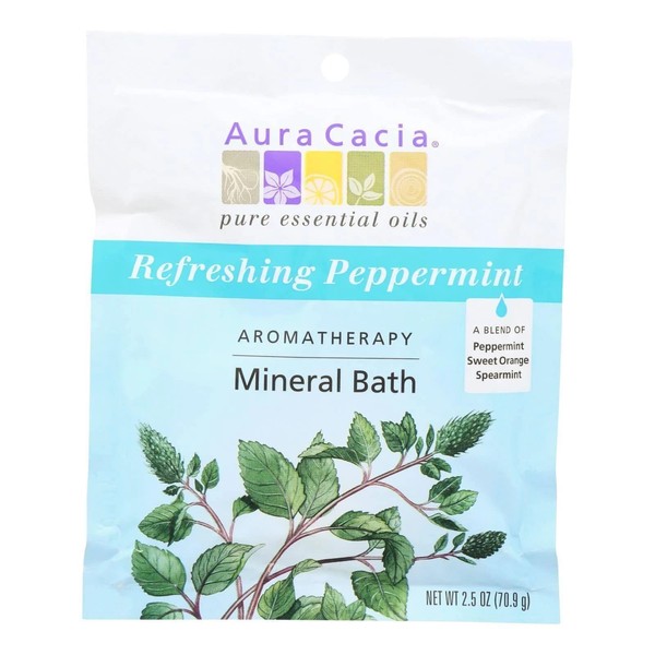 Aura Cacia Refreshing Peppermint Aromatherapy Mineral Bath | 2.5 oz. Packet