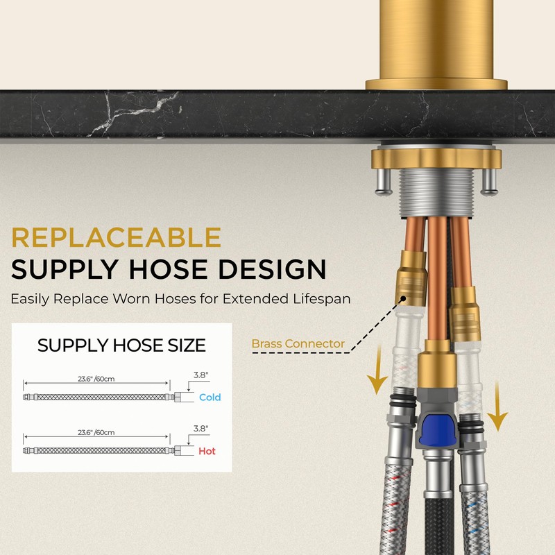 FORIOUS Gold Kitchen Faucet with Pull Down Sprayer, Brushed Brass