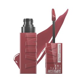 Maybelline Labial líquido Superstay Vinyl Ink tono Witty 40, 4.2ml, brillante de larga duración hasta 16H, fórmula vegana enriquecida con Vitamina E y aloe para una sensación cómoda en tus labios.