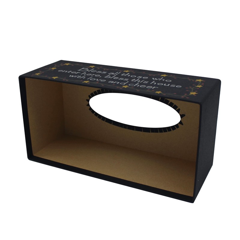 CVHOMEDECO. Primitives Rectangular Tissue Box Cover Rustic Bless Cardboard Tissue