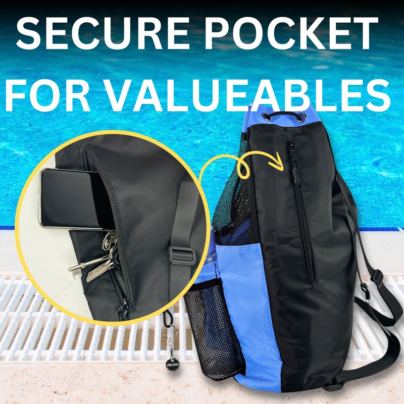 JIMJOOS Drawstring Mesh Swimming Bag - 25L Waterproof Swim Bag
