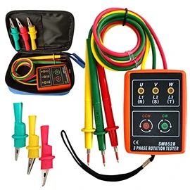 3 Phase Sequence Tester,Phase Rotation Meter Checker 20Hz-400Hz,Phase Indicator Order Detector,Phase sequencer 60V to 600V AC with LED and Buzzer SM852B