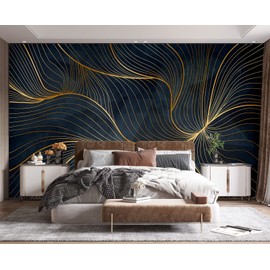 Eierme Simple Golden Lines Wall Mural Wallpaper for Bedroom 103" x 69"