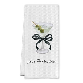 SereneHanctuary Martini Kitchen Towels,Coquette Bow Martini Dish Towels,Martini Decor for Party Kitchen Bar Pub,Martini Gifts for Women,16X24 Inches