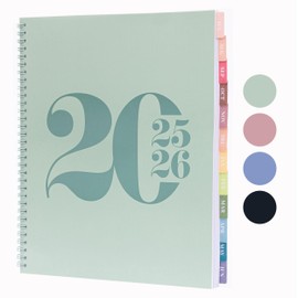 Rileys Academic Planner 2025-2026, Daily, Weekly & Monthly Planner, July 2025 - June 2026, Student Notes Pages, Twin-Wire Binding, Weekly Agenda for School & Work (8.5 x 11-Inches, Green, Typographic)