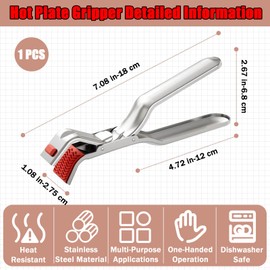 1Pcs Stainless Steel Hot Plate Gripper, Heat Insulation Holder Clip