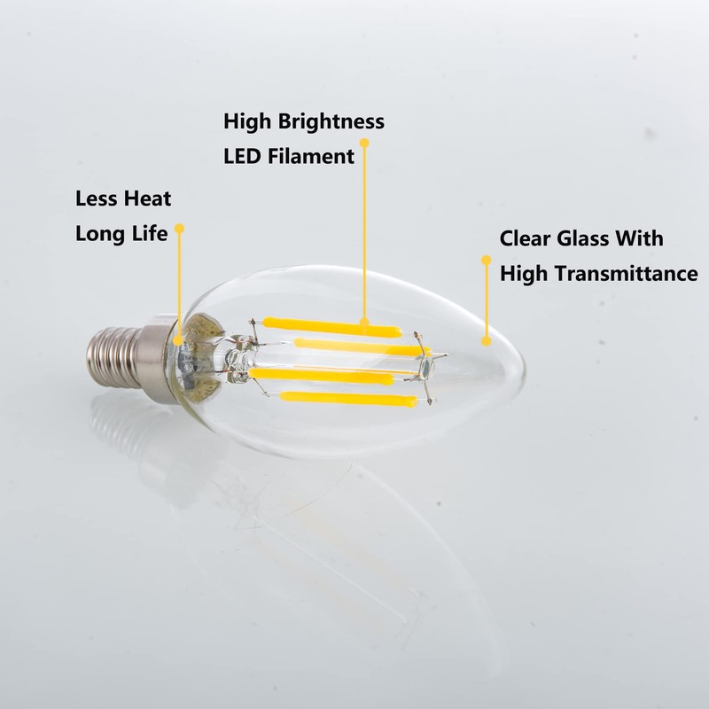SHUWDKAR 12 Volt LED Candelabra Bulbs E12 Light Bulb 40