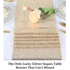 DUOBAO Champagne Gold Sequin Table Runner 12x72-Inch Sequin Table Runner