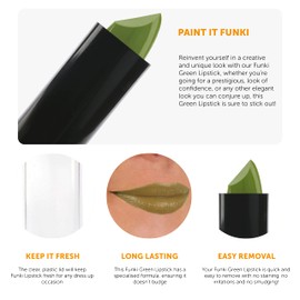 Green Lipstick - Pack of 2 - Tube of Green Lipstick - Fancy Dress Costume Makeup Accessory