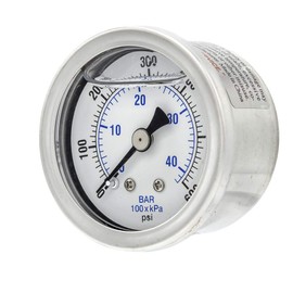 Liquid Filled Center Back Mount Pressure Gauge with 1.5" Dial, 0-600 PSI, 1/8" Male NPT Connection, Stainless Steel CASE and Bezel (1)