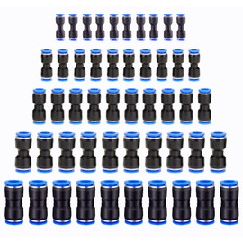HUAZIZ Pack of 50 Straight Pneumatic Connectors, Air Push Quick Attachments, Pneumatic Fittings Push in Quick Coupling Connector for Air Water Hose Connection 4/6/8/10/12 mm