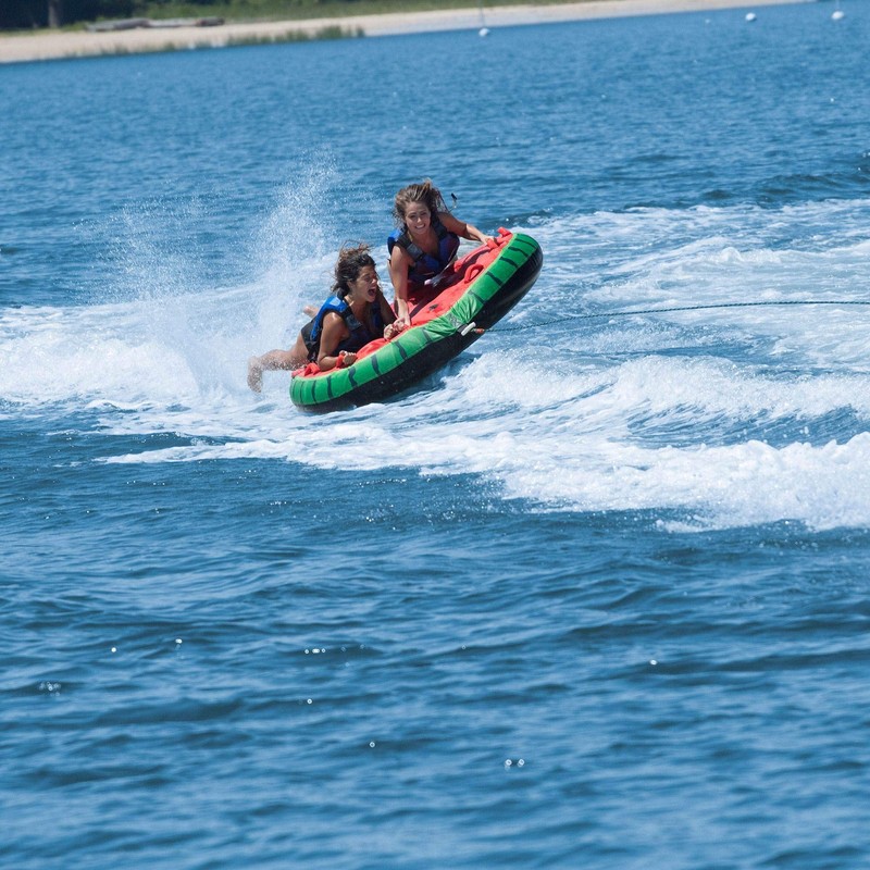 Solstice Inflatable 2 Rider Watermelon Towable Tube Float Raft, Multicolor,
