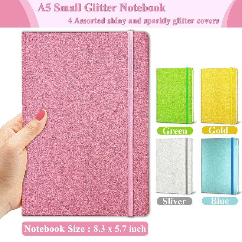 Pink Glitter Notebook A5 Lined, 21 x 14.5 cm, 80