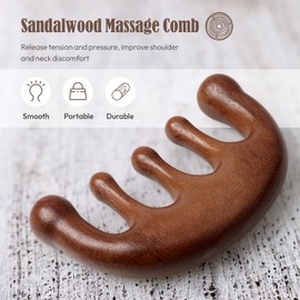 GEN'C BÉAUTY Wooden Massage Comb with Wide Tooth, Sandalwood Hair Comb for Wellness Massage Tool, Scraping Massage Tools Neck Massagers Face Lift Tools For Spa