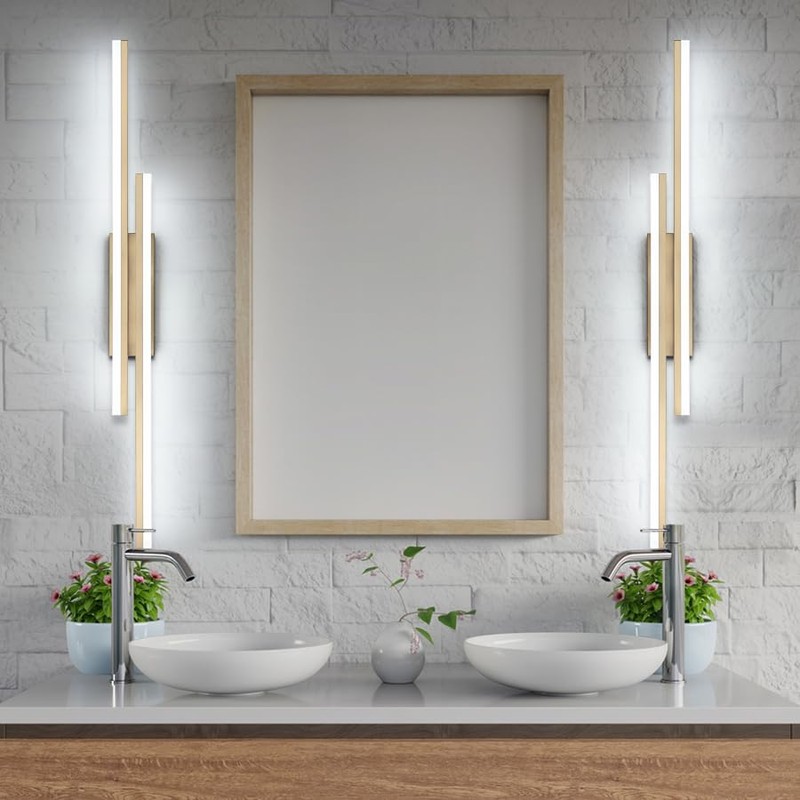 PRESDE 48" LED Vanity Light Bar, Modern Brushed Gold Bathroom