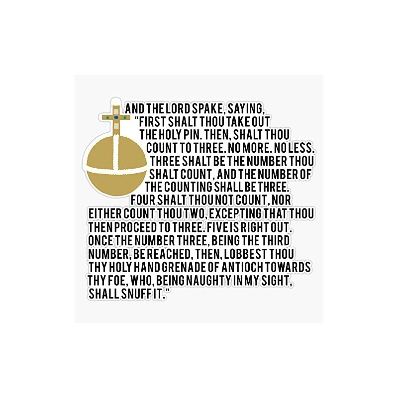 Holy Hand Grenade Bumper Sticker Vinyl Decal 5 inches