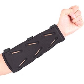 KRATARC Archery Arm Guard Adjustable Protective 3-Strap Accessory Lightweight Hunting Target Shooting Adult Unisex (Black, Length 7'')
