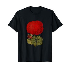 Red Geranium Blossom Vintage Flower T-Shirt