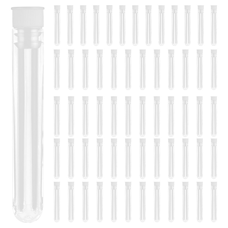 50-Pack Plastic Test Tubes with Push Caps, 5ml Reusable Clear