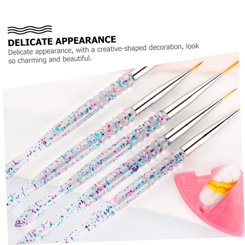 SAFIGLE 5pcs Acrylic Nail Art Drawing Pens Set Manicure Tools