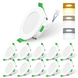 ALUSSO LIGHTING Recessed Spotlight LED, 5 W 460 Lumen LED Recessed Spotlight, 230 V, 3CCT 3000 K, 4000 K, 6500 K, Dimmable Ceiling Spotlights, IP44 Ceiling Spotlight for Kitchen, Living Room,