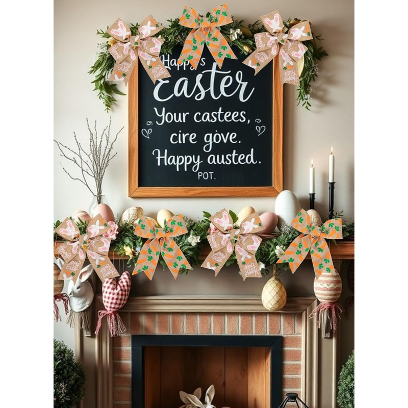 Oairse 6 Rolls Easter Ribbon 6.3cm 30Yard Wired Ribbon Set