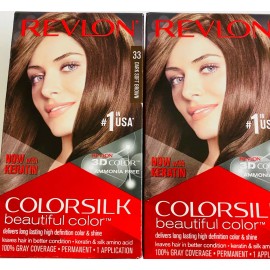 Revlon Set of 2 Revlon Colorsilk Hair Dye Color Ammonia Free Color: #33 Dark Soft Brown
