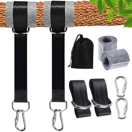 Ruikdly Swing Attachment Pack of 2 Hammock Attachment 1.5 m Attachment Swing Tree with 2 Tree Protection Pads, 2 Heavy Duty Carabiners and D-Rings Holds up to 600 kg with Storage Bag